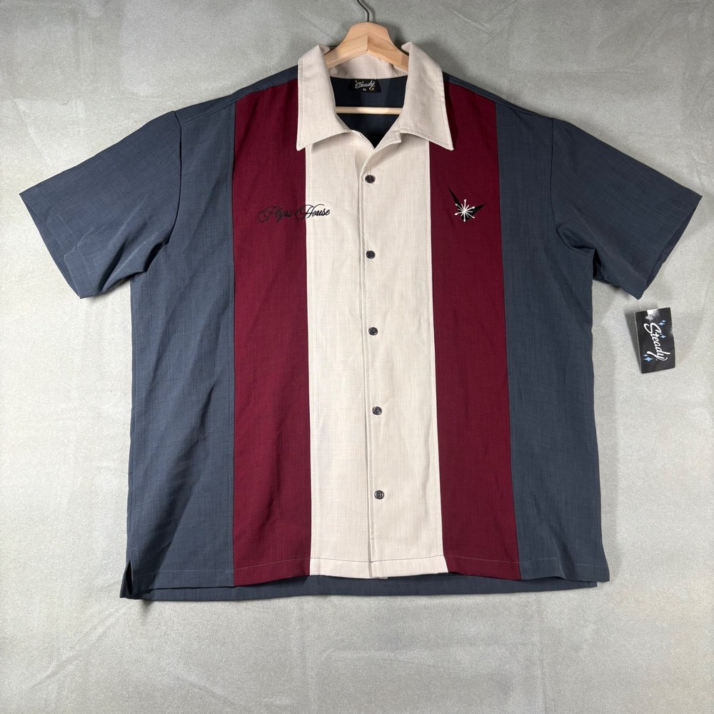 Steady Clothing Men XL Bowling Shirt Retro Rockabilly Color Block Made in USA